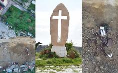 Niscemi, la foto della croce simbolo di resistenza spezzata in fondo al dirupo