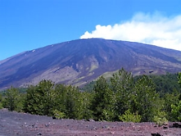 Colonna di fumo e attivit&agrave; stromboliana sull'Etna