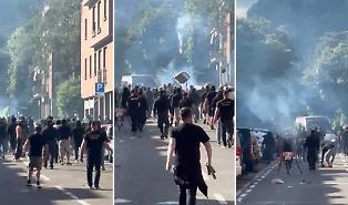 I fumogeni, la carica, le spranghe e le catene: il video degli scontri tra tifosi di Lecco e Catania