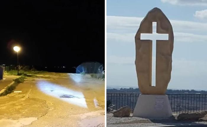 Crolla il simbolo di Sante Croci: la croce in marmo non c'&egrave; pi&ugrave;