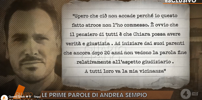 La lettera di Sempio a "Quarto Grado": "Non sono stato io"