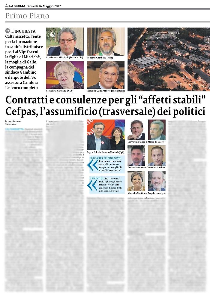 La &ldquo;Corte dei miracoli&rdquo; al Cefpas di Caltanissetta &egrave; partita da un&rsquo;inchiesta de &ldquo;La Sicilia&rdquo;